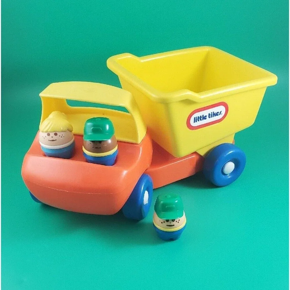 Vintage Little Tikes Construction Dump Truck +3 Toddle Tots Driver, Worker Green